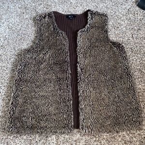 BCX Brown Faux Fur Vest Size XL